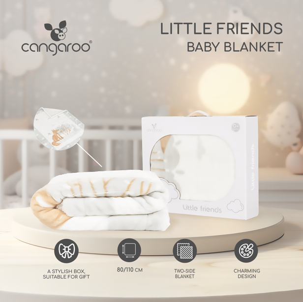 Одеяло с шерпа 80/110 cm Little friends сив